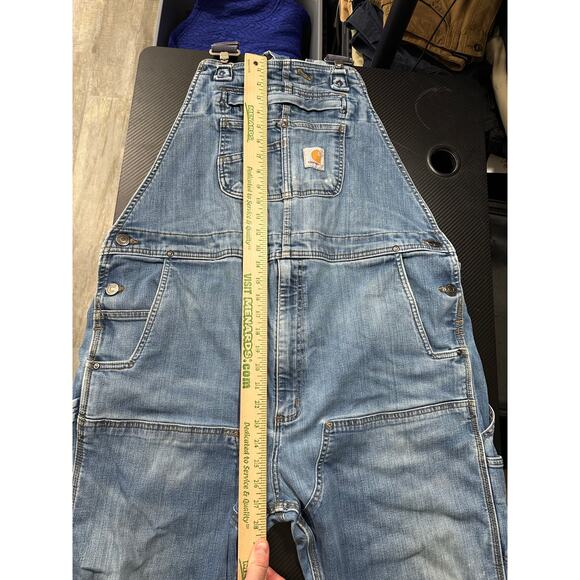 Carhartt Double Knee Denim Overalls Carpenter Workwear Utility Size 42x30 - Picture 7 of 16